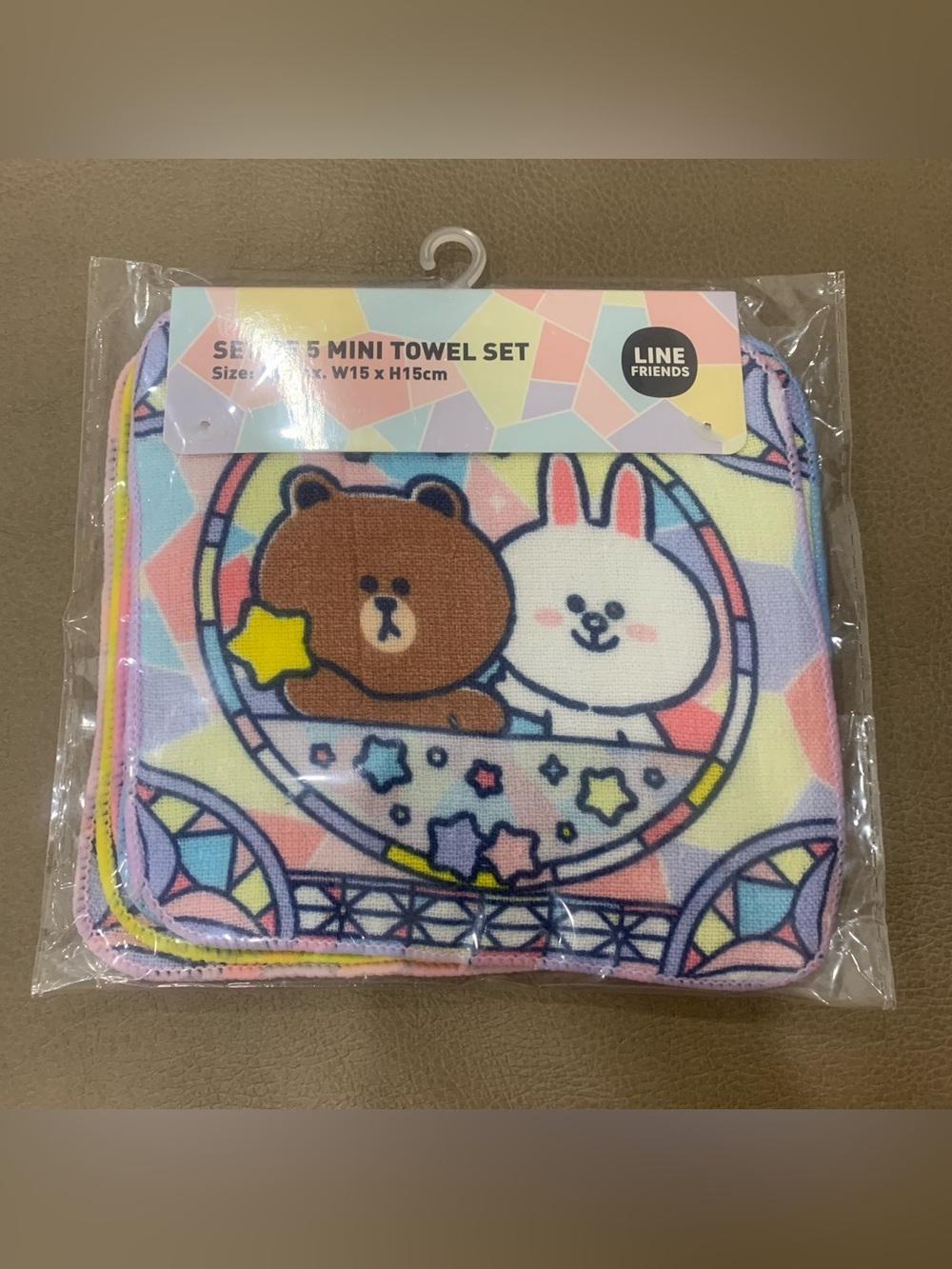 BNIB LINE FRIENDS 5 Mini Towel Set Brown and Cony